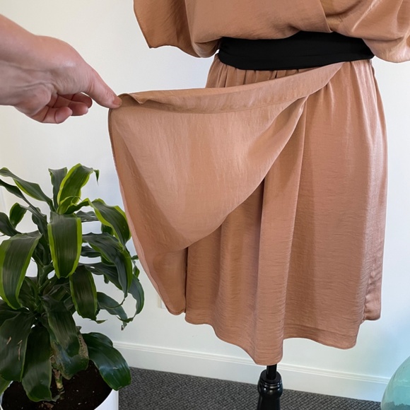 **SOLD**BCBG bronze Grecian style faux wrap mini dress - Sz L - Picture 6 of 10